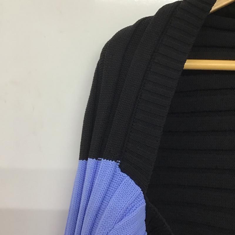 古着 USED カーディガン 長袖 bohmal 533456 配色ダンボールニットボレロ マフラー タグ付き FREE 無地 黒 / ブラック / X 水色 / ライトブルー /  レディース USED 古着 中古 10144433