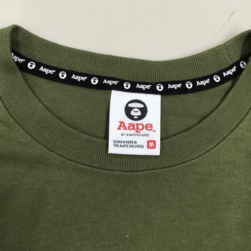 アベイシングエイプ A BATHING APE カットソー 長袖 長袖カットソー クルーネックカットソー ロングスリーブカットソー プリントTシャツ M プリント カーキ / カーキ /  メンズ USED 古着 中古 10121427