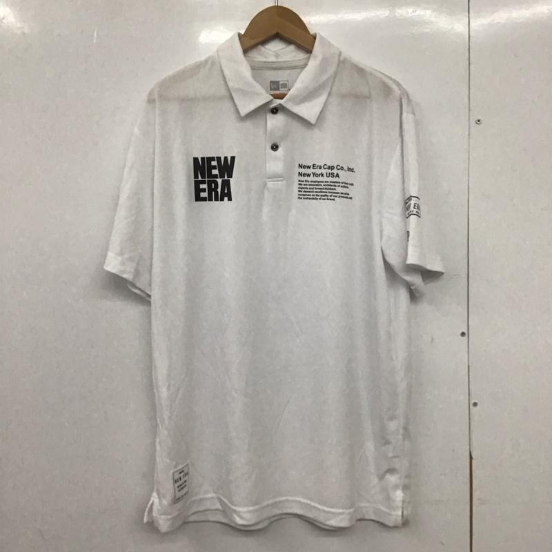 ニューエラ NEW ERA ポロシャツ 半袖 半袖ポロシャツ カラーシャツ 半袖カットソー XL ロゴ、文字 白 / ホワイト /  メンズ USED 古着 中古 10147316