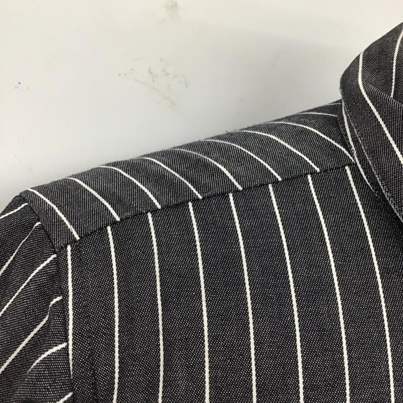 ベンデイビス BEN DAVIS シャツ、ブラウス 半袖 ハーフジップ ストライプ ワンポイント 黒 / ブラック / X 白 / ホワイト /  メンズ USED 古着 中古 10123510