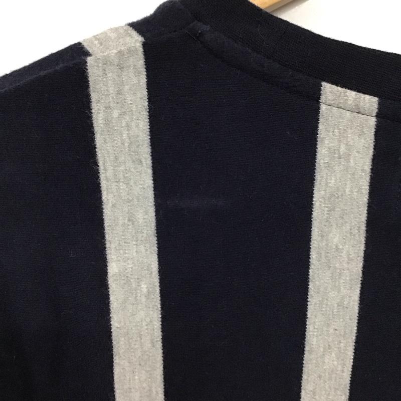 ビームス BEAMS Tシャツ 半袖 半袖カットソー プリントTシャツ クルーネックカットソー S ストライプ 灰 / グレー / X 紺 / ネイビー /  メンズ USED 古着 中古 10130575