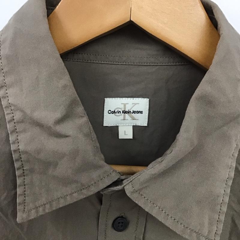 カルバン・クライン Calvin Klein シャツ、ブラウス 半袖 L 無地 ベージュ / ベージュ /  メンズ USED 古着 中古 10130172