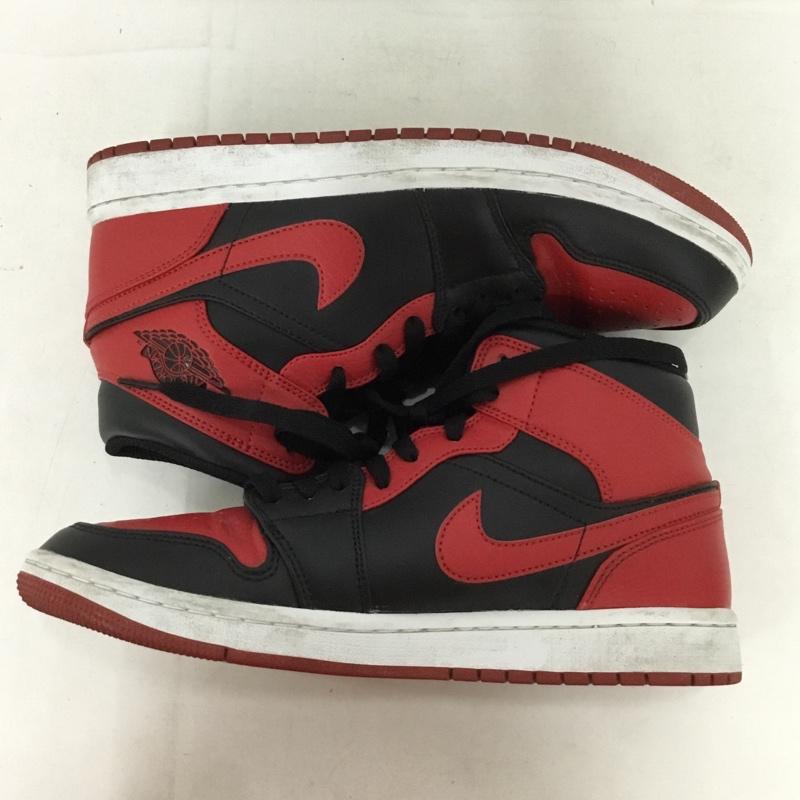 ナイキ NIKE スニーカー スニーカー 554724-074 AIR JORDAN 1 MID 26cm 26.0cm ロゴ、文字 黒 / ブラック / X 赤 / レッド /  メンズ USED 古着 中古 10136292