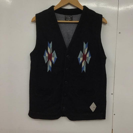 クライミー CRIMIE ベスト ベスト ニットベスト ノースリーブカットソー フロントボタン L プリント 黒 / ブラック /  メンズ USED 古着 中古 10142986