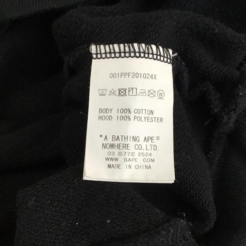 アベイシングエイプ A BATHING APE パーカー 半袖 半袖パーカー スウェットカットソー プルオーバー XL ロゴ、文字 黒 / ブラック /  メンズ USED 古着 中古 10119222