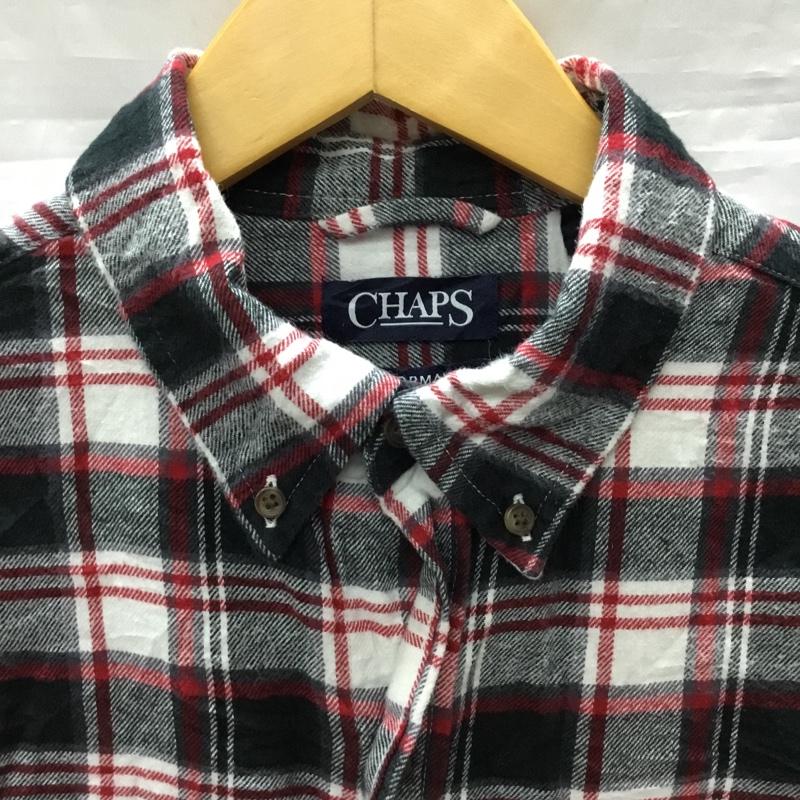 チャップス CHAPS シャツ、ブラウス 長袖 ボタンダウン M チェック 白 / ホワイト / X 黒 / ブラック / X 赤 / レッド /  メンズ USED 古着 中古 10118846