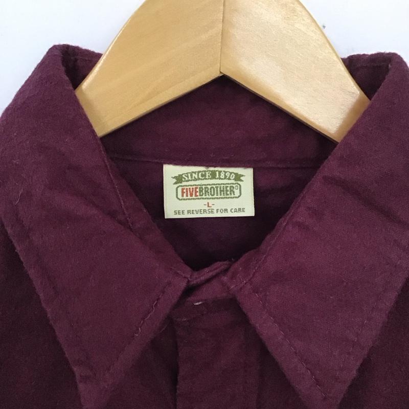ファイブブラザー FIVE BROTHER シャツ、ブラウス 長袖 長袖シャツ 90s usa製 シャモアクロス L 無地 えんじ / ワインレッド /  メンズ USED 古着 中古 10128690