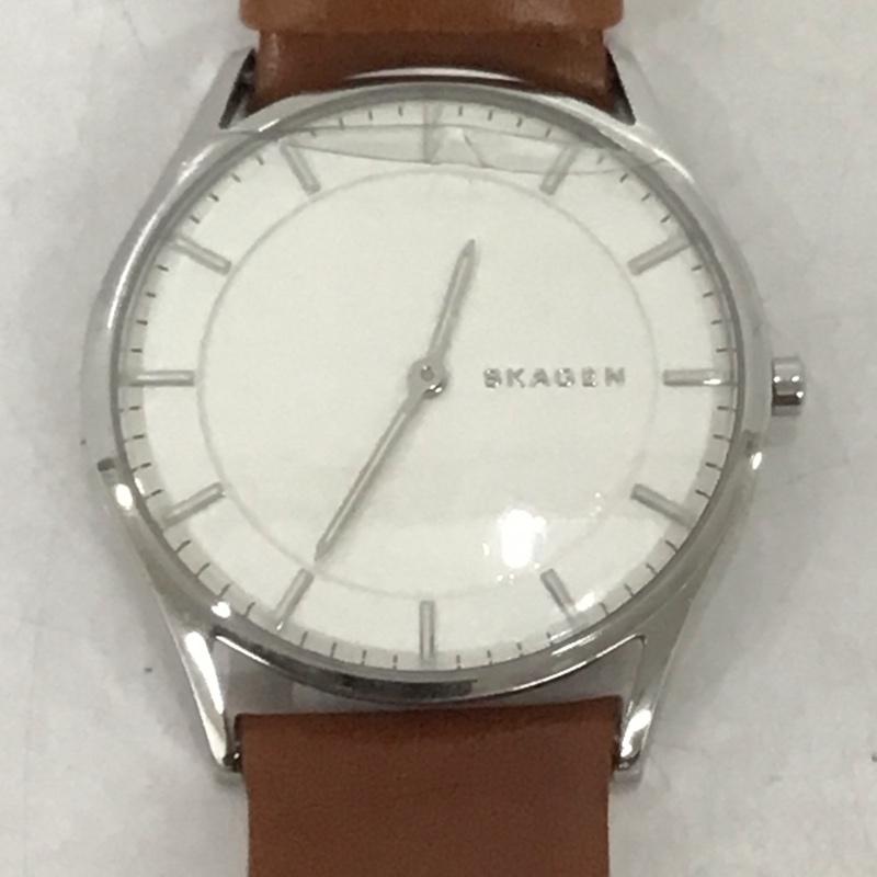 スカーゲン SKAGEN 腕時計 アナログ（クォーツ式） SKW6219 レザーベルト 箱有 ロゴ、文字 茶 / ブラウン /  メンズ USED 古着 中古 10134345