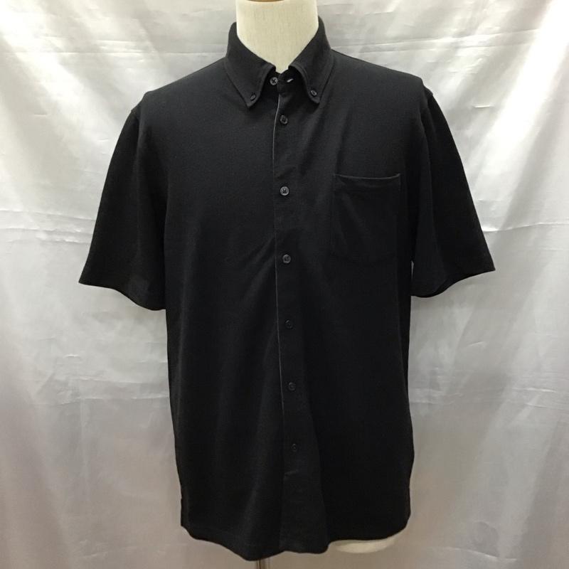 コムサイズム COMME CA ISM シャツ、ブラウス 半袖 47-33IY15 鹿の子 フロントオープンシャツ L 無地 黒 / ブラック /  メンズ USED 古着 中古 10117050