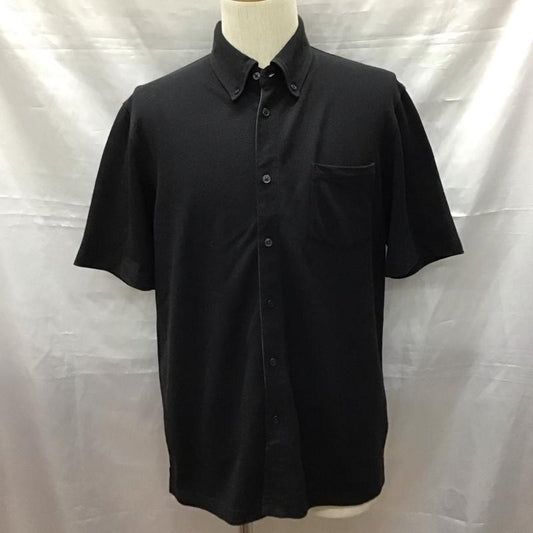 コムサイズム COMME CA ISM シャツ、ブラウス 半袖 47-33IY15 鹿の子 フロントオープンシャツ L 無地 黒 / ブラック /  メンズ USED 古着 中古 10117050