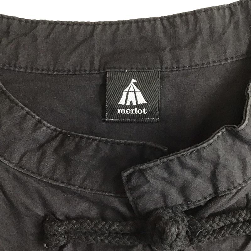 メルロー merlot ワンピース ロングスカート チャイナボタン 半袖 無地 黒 / ブラック /  レディース USED 古着 中古 10118357