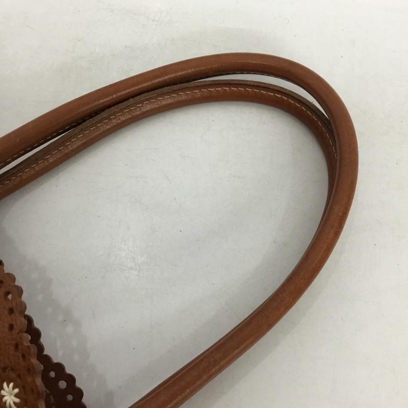 ゲンテン genten トートバッグ トートバッグ フラワーカットワーク レザー 刺繍  茶 / ブラウン /  レディース USED 古着 中古 10149261