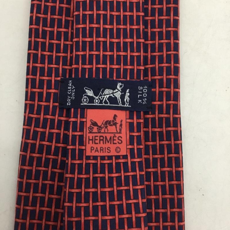 エルメス HERMES ネクタイ ネクタイ シルク 総柄 赤 / レッド / X 紺 / ネイビー /  メンズ USED 古着 中古 10142108