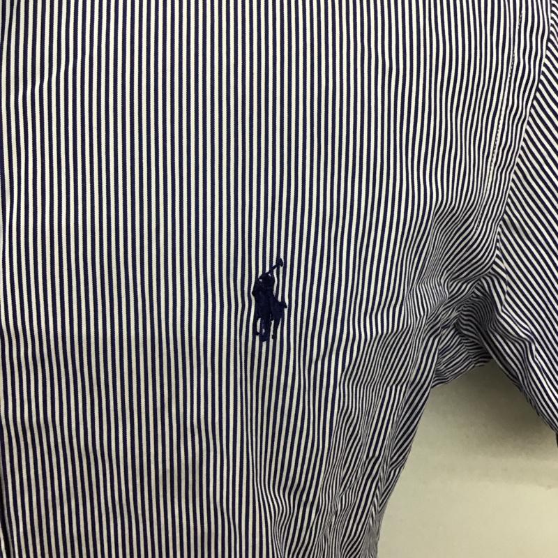 ラルフローレン RALPHLAUREN シャツ、ブラウス 半袖 半袖シャツ カラーシャツ 半袖カットソー ストライプシャツ S ストライプ 白 / ホワイト / X 青 / ブルー /  メンズ USED 古着 中古 10123902