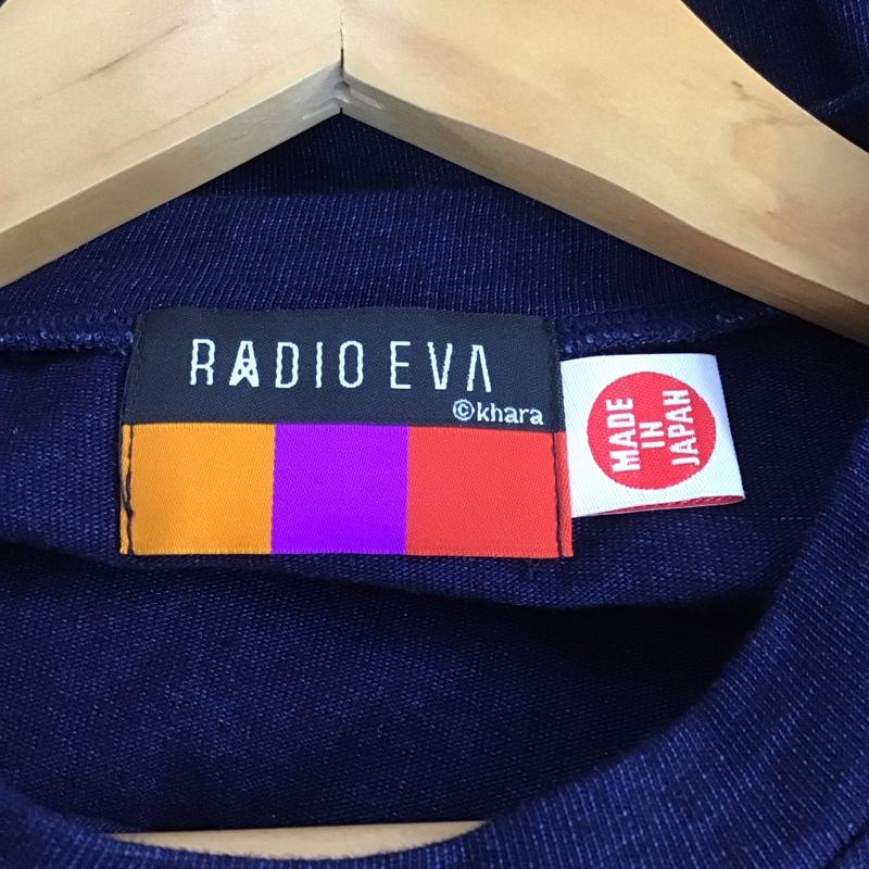 ラヂオ エウ゛ァ RADIO EVA Tシャツ 半袖 L プリント X ロゴ、文字 紺 / ネイビー /  メンズ USED 古着 中古 10129934