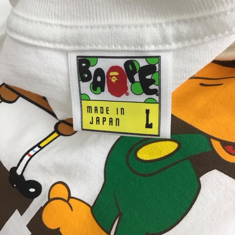 ベイプ BAPE Tシャツ 半袖 半袖カットソー プリントTシャツ クルーネックカットソー L プリント 白 / ホワイト /  メンズ USED 古着 中古 10127805