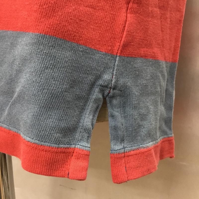 ポロバイラルフローレン Polo by RALPH LAUREN Tシャツ 半袖 クルーネック ワイドボーダー L ワンポイント 灰 / グレー / X 赤 / レッド /  メンズ USED 古着 中古 10115686