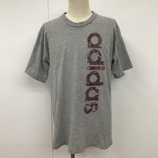 アディダス adidas Tシャツ 半袖 半袖カットソー プリントTシャツ クルーネックカットソー スポーツウェア 80S USA製 万国タグ M ロゴ、文字 灰 / グレー /  メンズ USED 古着 中古 10110338