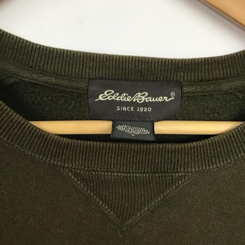 エディーバウアー Eddie Bauer トレーナー 長袖 長袖トレーナー スウェット クルーネック プルオーバー L ロゴ、文字 カーキ / カーキ /  メンズ USED 古着 中古 10143392