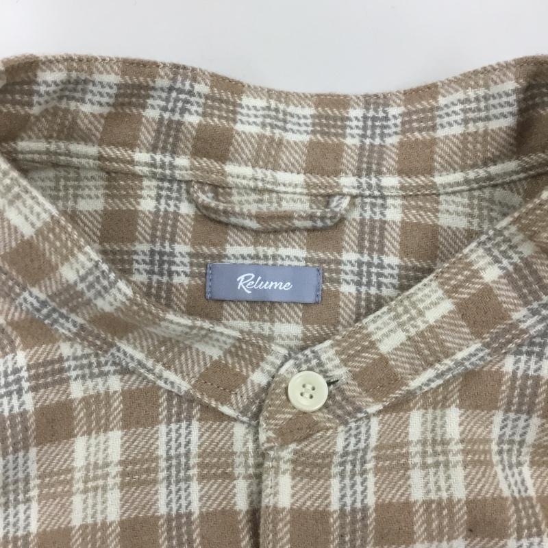 ジャーナルスタンダード レリューム JOURNAL STANDARD relume シャツ、ブラウス 長袖 20-050-464-0140-3-0 バンドカラー ウール混 L チェック ベージュ / ベージュ /  メンズ USED 古着 中古 10112906