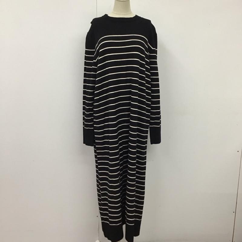 ザラ ZARA ワンピース ロングスカート 5536 165 105 ニットワンピース 長袖 XL ボーダー柄 黒 / ブラック / X 白 / ホワイト /  レディース USED 古着 中古 10122117