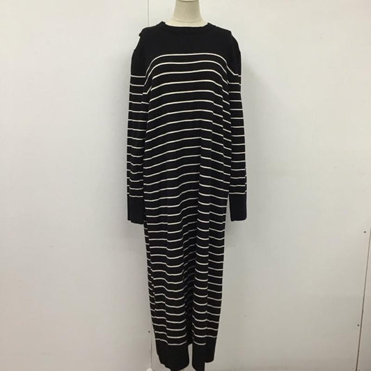 ザラ ZARA ワンピース ロングスカート 5536 165 105 ニットワンピース 長袖 XL ボーダー柄 黒 / ブラック / X 白 / ホワイト /  レディース USED 古着 中古 10122117