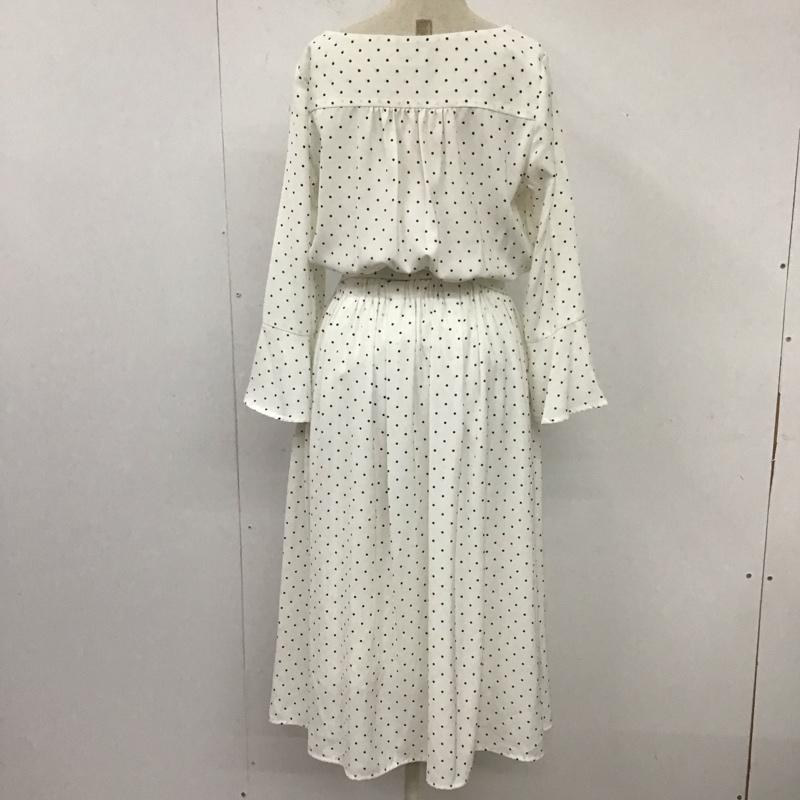オペークドットクリップ OPAQUE.CLIP ワンピース ロングスカート 長袖ワンピース ロングワンピース ドットロングスリーブワンピース M ドット 白 / ホワイト /  レディース USED 古着 中古 10111503