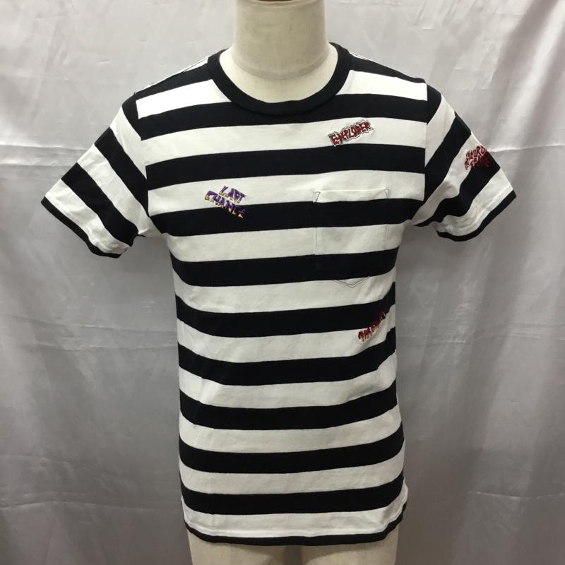 ヒステリックグラマー HYSTERIC GLAMOUR Tシャツ 半袖 半袖カットソー プリントTシャツ クルーネックカットソー S ボーダー柄 白 / ホワイト / X 黒 / ブラック /  メンズ USED 古着 中古 10112324