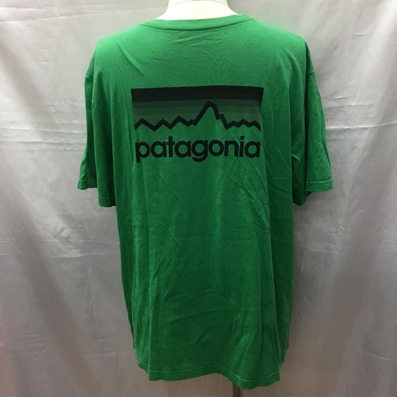 パタゴニア patagonia Tシャツ 半袖 半袖カットソー プリントTシャツ クルーネックカットソー L ロゴ、文字 緑 / グリーン /  メンズ USED 古着 中古 10116712