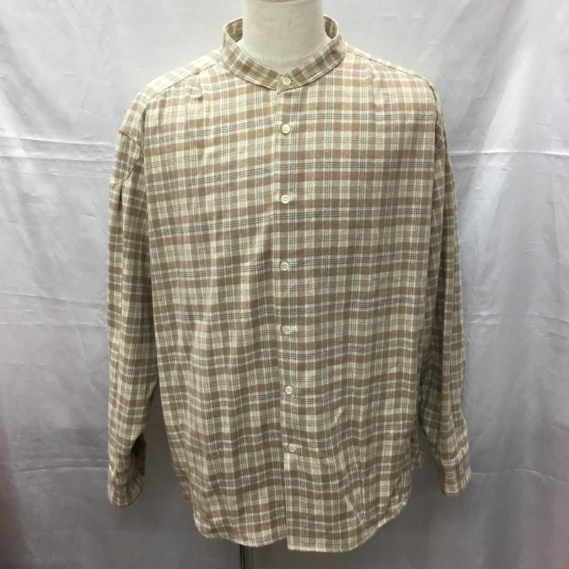 ジャーナルスタンダード レリューム JOURNAL STANDARD relume シャツ、ブラウス 長袖 20-050-464-0140-3-0 バンドカラー ウール混 L チェック ベージュ / ベージュ /  メンズ USED 古着 中古 10112906
