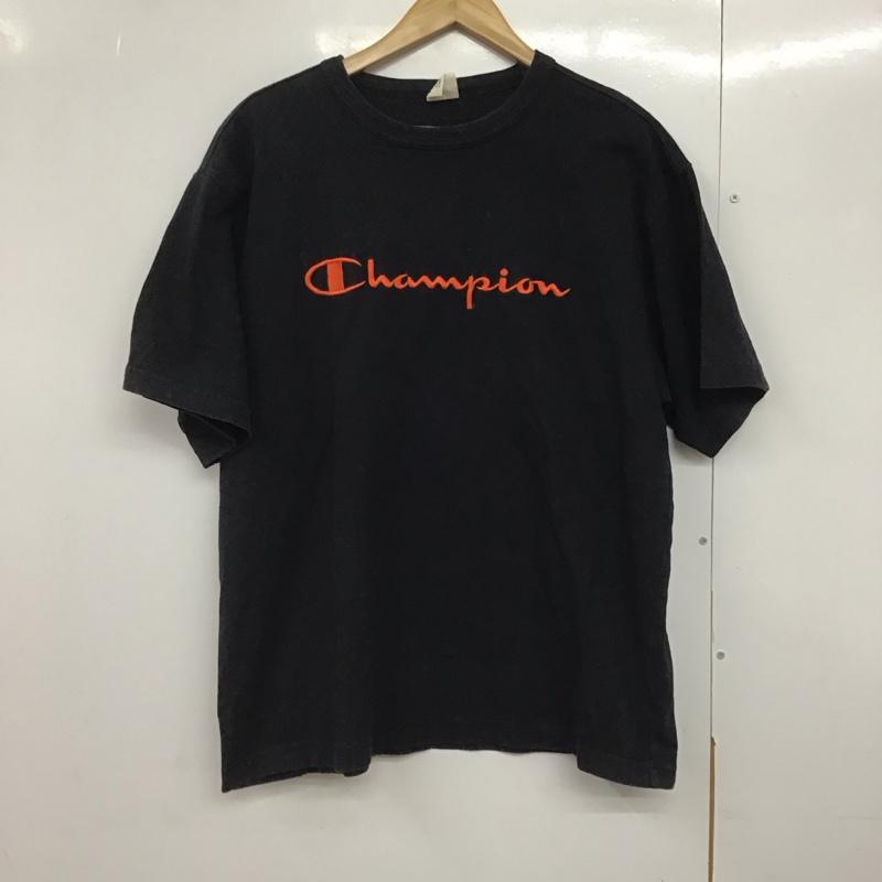 チャンピオン Champion Tシャツ 半袖 半袖カットソー プリントTシャツ クルーネックカットソー L ロゴ、文字 黒 / ブラック /  メンズ USED 古着 中古 10142570