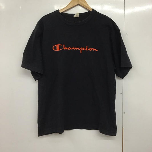 チャンピオン Champion Tシャツ 半袖 半袖カットソー プリントTシャツ クルーネックカットソー L ロゴ、文字 黒 / ブラック /  メンズ USED 古着 中古 10142570
