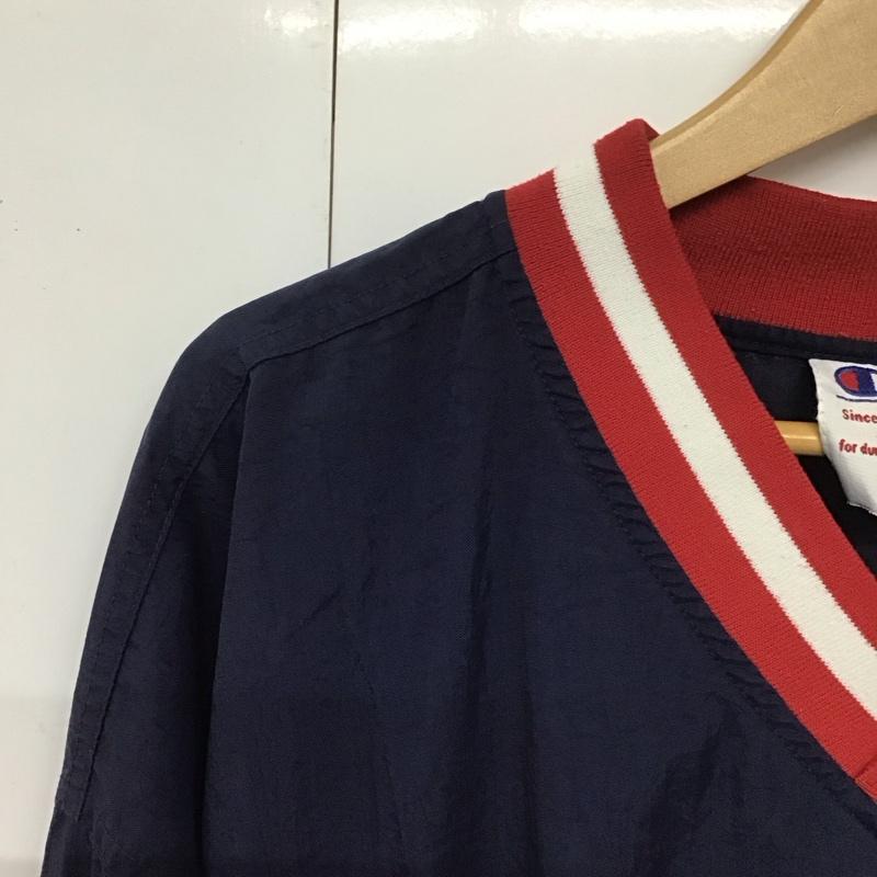 チャンピオン Champion ジャケット、上着 ジャケット、ブレザー プルオーバージャケット アウター Vネック スポーツウェア ロゴ、文字 紺 / ネイビー /  メンズ USED 古着 中古 10140122