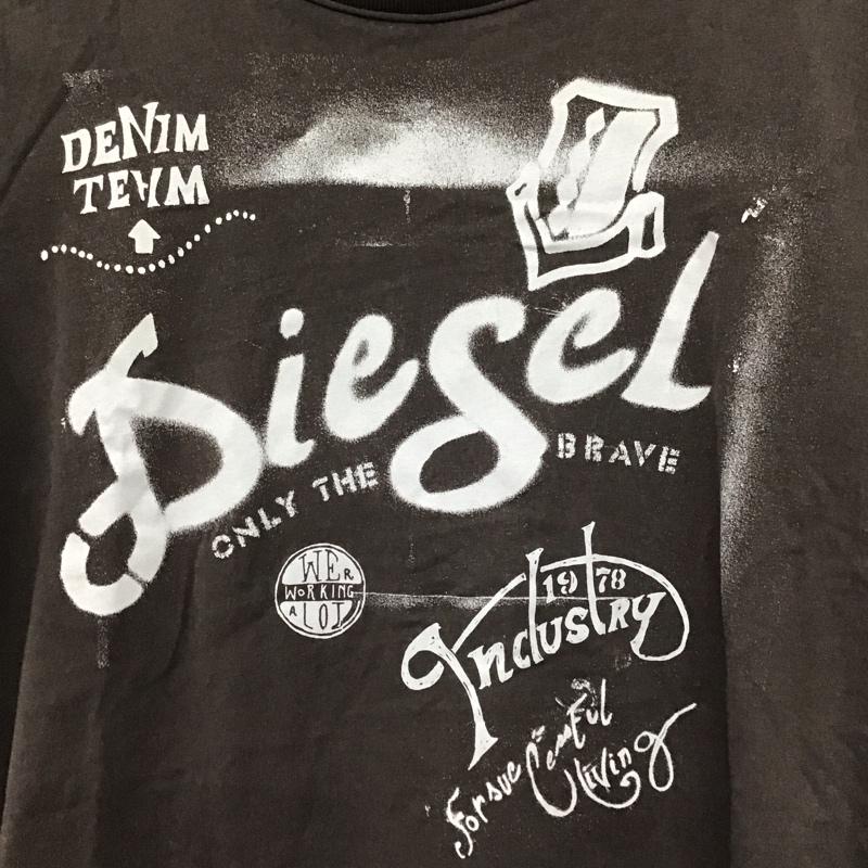 ディーゼル DIESEL Tシャツ 半袖 半袖カットソー プリントTシャツ クルーネックカットソー S プリント ダークグレー / ダークグレー /  メンズ USED 古着 中古 10147589