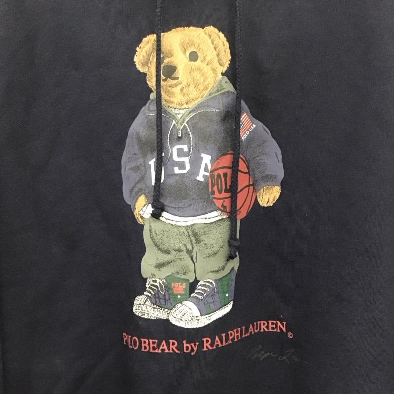ポロバイラルフローレン Polo by RALPH LAUREN パーカー 長袖 長袖パーカー プルオーバーパーカー スウェット M ロゴ、文字 紺 / ネイビー /  メンズ USED 古着 中古 10143491