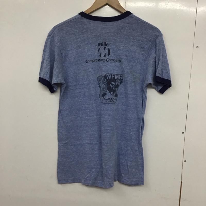 ヘインズ HANES Tシャツ 半袖 半袖カットソー プリントTシャツ クルーネックカットソー 80s 三角タグ M プリント 青 / ブルー /  メンズ USED 古着 中古 10133287