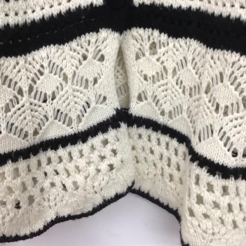 ザラ ZARA カーディガン 長袖 160cm ボーダー柄 白 / ホワイト / X 黒 / ブラック /  ガールズ USED 古着 中古 10139985