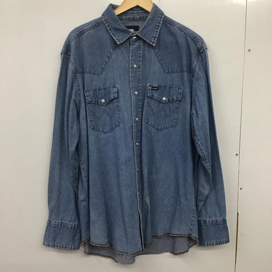 ラングラー Wrangler シャツ、ブラウス 長袖 長袖シャツ デニムシャツ カラーシャツ XL 無地 インディゴ / インディゴ /  メンズ USED 古着 中古 10140552