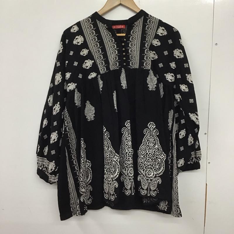 アミナ Amina カットソー 長袖 総柄 黒 / ブラック /  レディース USED 古着 中古 10138151