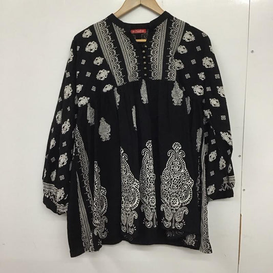 アミナ Amina カットソー 長袖 総柄 黒 / ブラック /  レディース USED 古着 中古 10138151
