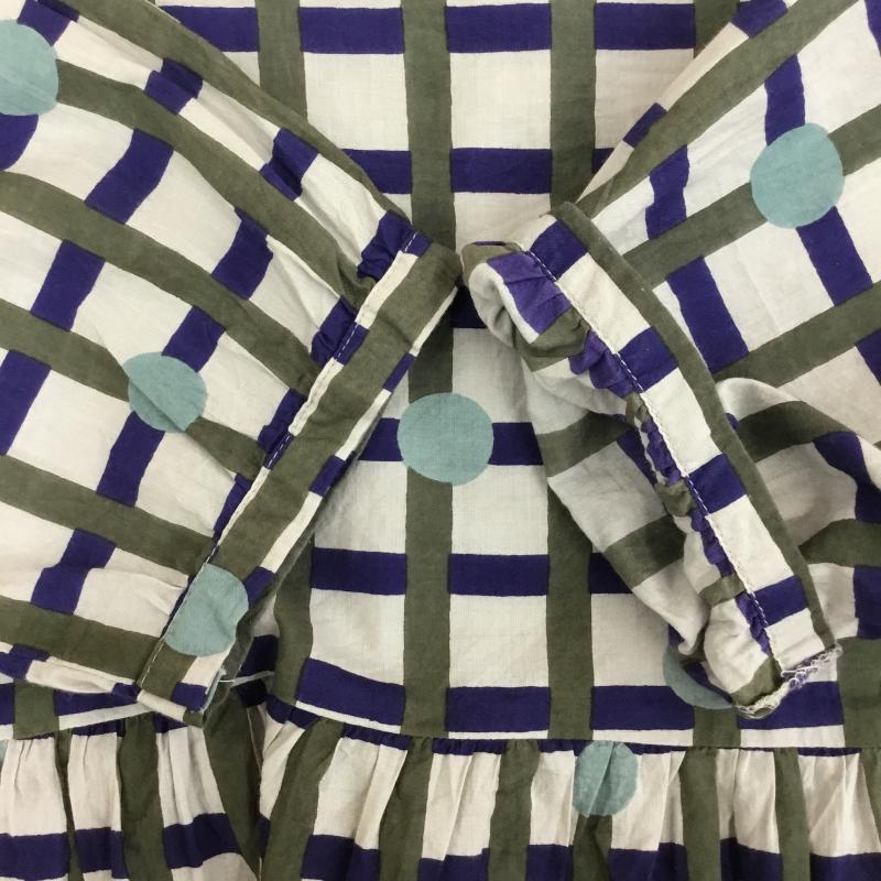 プードゥドゥ poudoudou カットソー 半袖 M チェック 灰 / グレー / X 青 / ブルー /  レディース USED 古着 中古 10141345