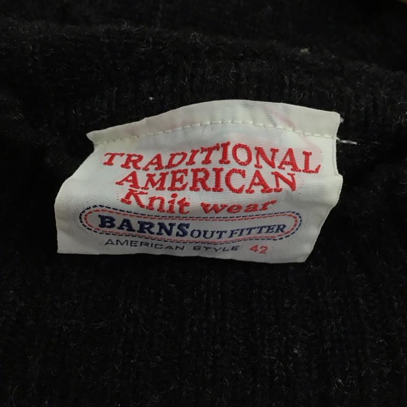 バーンズアウトフィッターズ BARNS OUTFITTERS ニット、セーター 長袖 長袖ニットカットソー クルーネック セーター 42 無地 黒 / ブラック /  メンズ USED 古着 中古 10130059