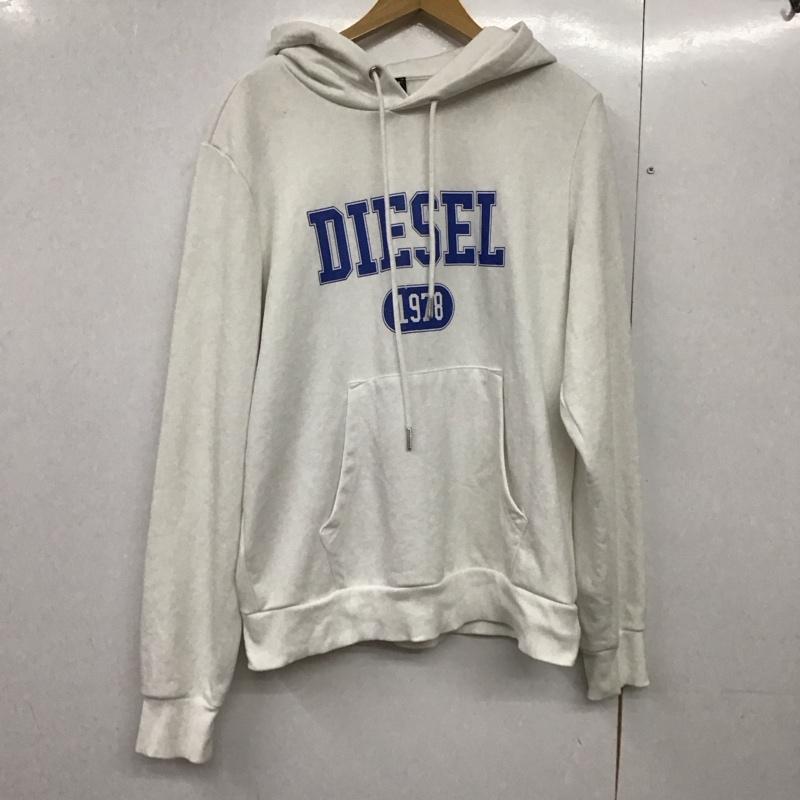ディーゼル DIESEL パーカー 長袖 長袖パーカー プルオーバーパーカー スウェット L ロゴ、文字 白 / ホワイト /  メンズ USED 古着 中古 10144503