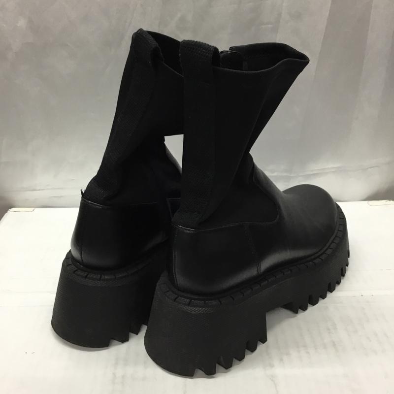 ザラ ZARA ブーツ ショートブーツ 3116 810 040 ソックススタイル トラックソール 厚底 39 25.5cm 無地 黒 / ブラック /  レディース USED 古着 中古 10110615