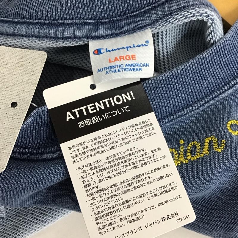 チャンピオン Champion カットソー 半袖 c3-b011 ショートスリーブスウェットシャツ クルーネックカットソー L ロゴ、文字 インディゴ / インディゴ /  メンズ USED 古着 中古 10131244