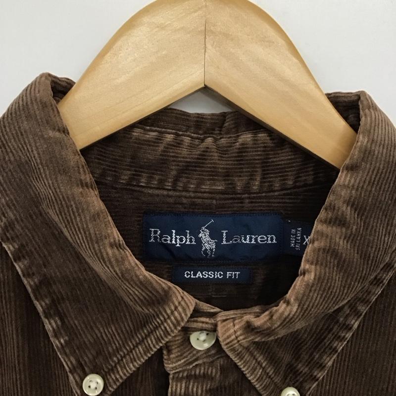 ラルフローレン RALPHLAUREN シャツ、ブラウス 長袖 長袖シャツ コーデュロイシャツ カジュアルシャツ XL ロゴ、文字 茶 / ブラウン /  メンズ USED 古着 中古 10147826