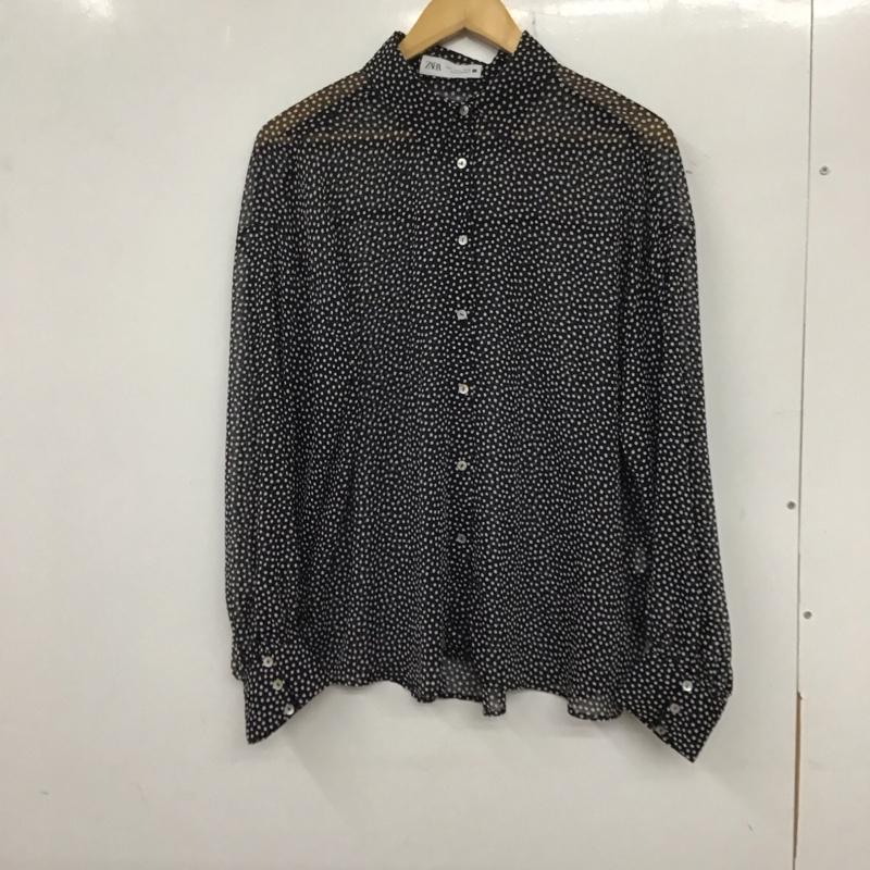 ザラ ZARA シャツ、ブラウス 長袖 シアーシャツ ブラウス L ドット 黒 / ブラック /  レディース USED 古着 中古 10136906