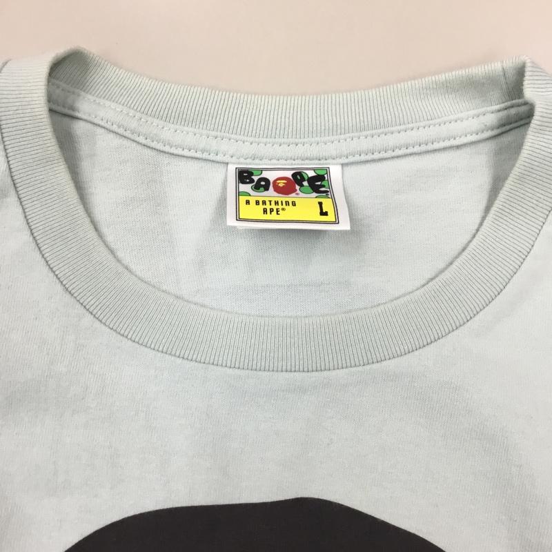 アベイシングエイプ A BATHING APE Tシャツ 半袖 BIG APE HEAD クルーネック L プリント 水色 / ライトブルー /  メンズ USED 古着 中古 10119806