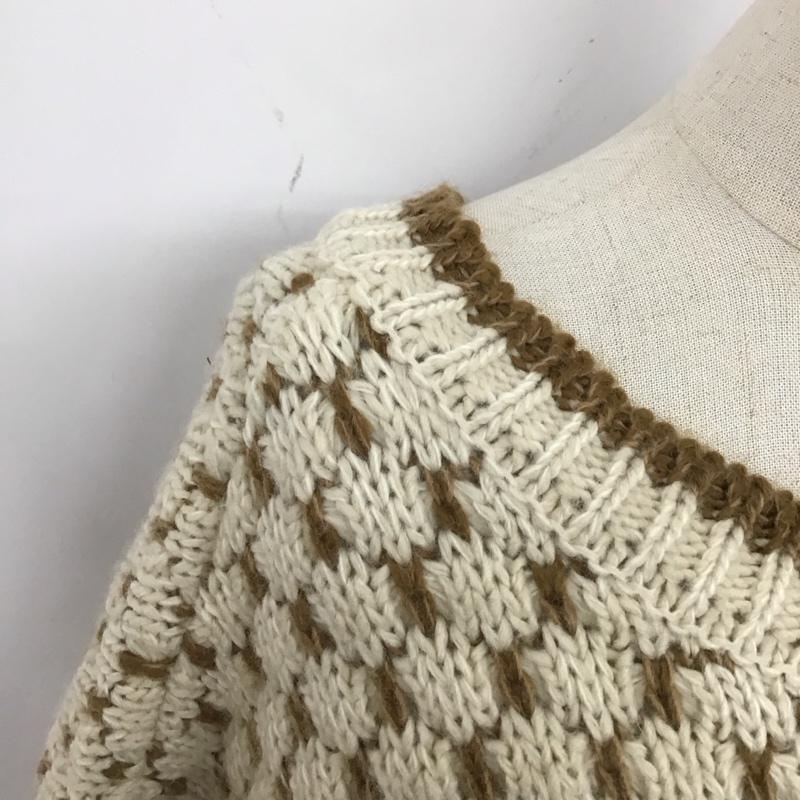 ローリーズファーム LOWRYS FARM ニット、セーター 長袖 LF621346NT 2WAY柄ショートニットプルオーバーカーディガン  茶 / ブラウン / X アイボリー / アイボリー /  レディース USED 古着 中古 10122560