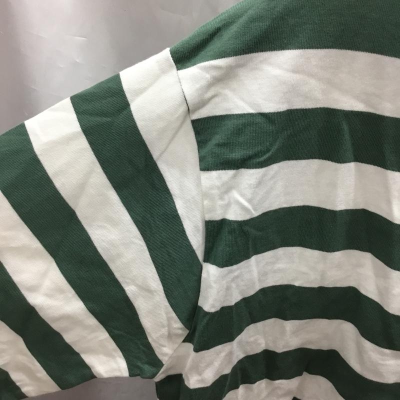 クティール kutir Tシャツ 半袖 KT126117BW クルーネック オーバーサイズ FREE ボーダー柄 白 / ホワイト / X 緑 / グリーン /  メンズ USED 古着 中古 10117777